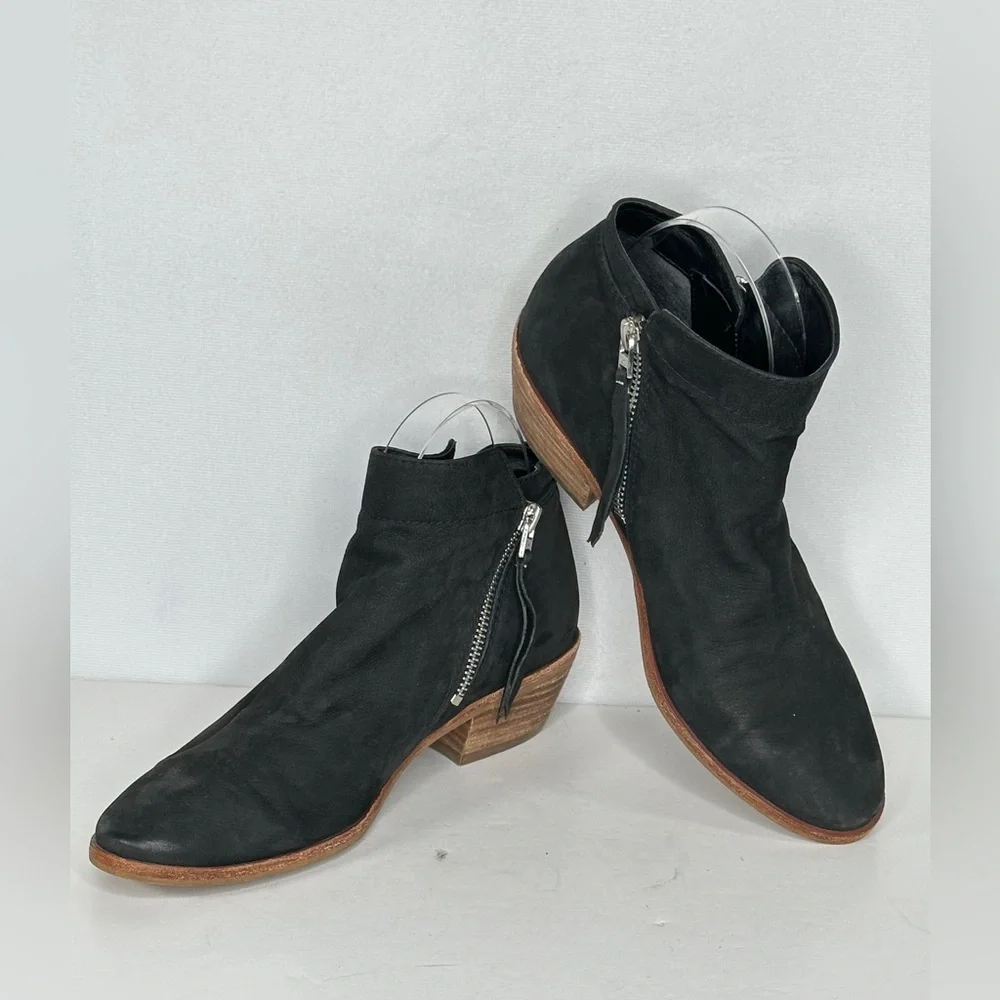 Sam Edelman Parker Ankle‎ Boot Black Suede Leather Bohemian Y2K Western Sz 7